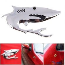 3D Shark 2 maşın üçün emblem stikeri, xromlanmış metal